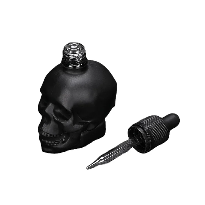 
Hot Selling Empty e liquid Bottle Skull shaped Dropper Glass Bottles for Halloween 