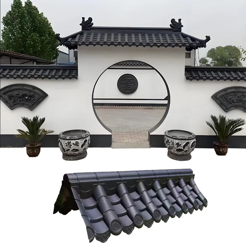 Chinese garden house antique roof tile sheet decoration resin plastic synthetic asa pvc fence