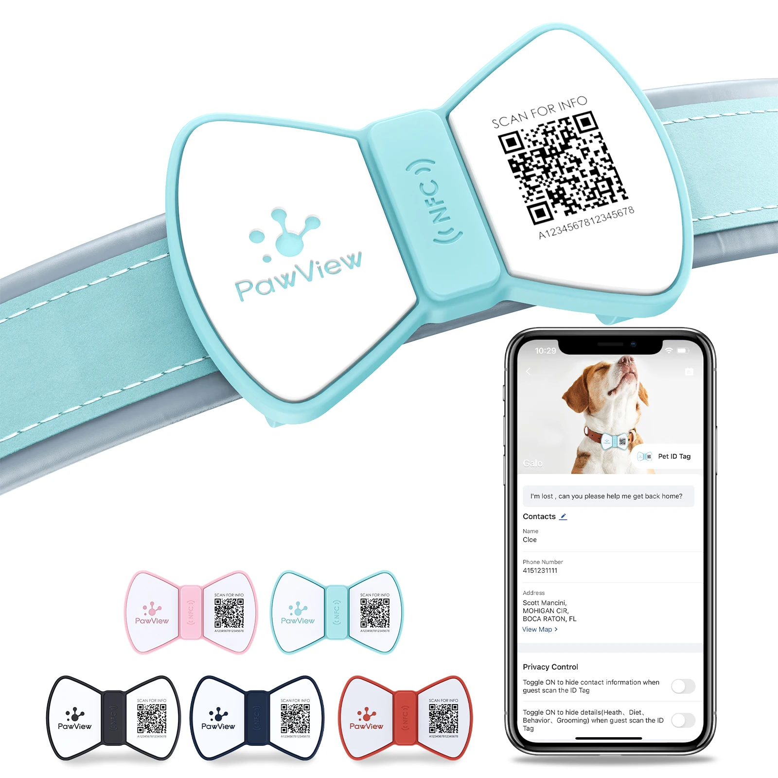 Pawview QR-Код силиконовый Pet Dog ID Tag персонализированное бесплатное приложение