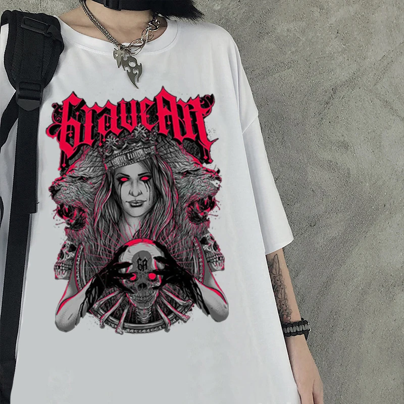 Trendy Clothing Dark Style Gothic Skull Head T Shirt Printed Short-Sleeved Men And Women Hip-Hop Personality T-Shirt