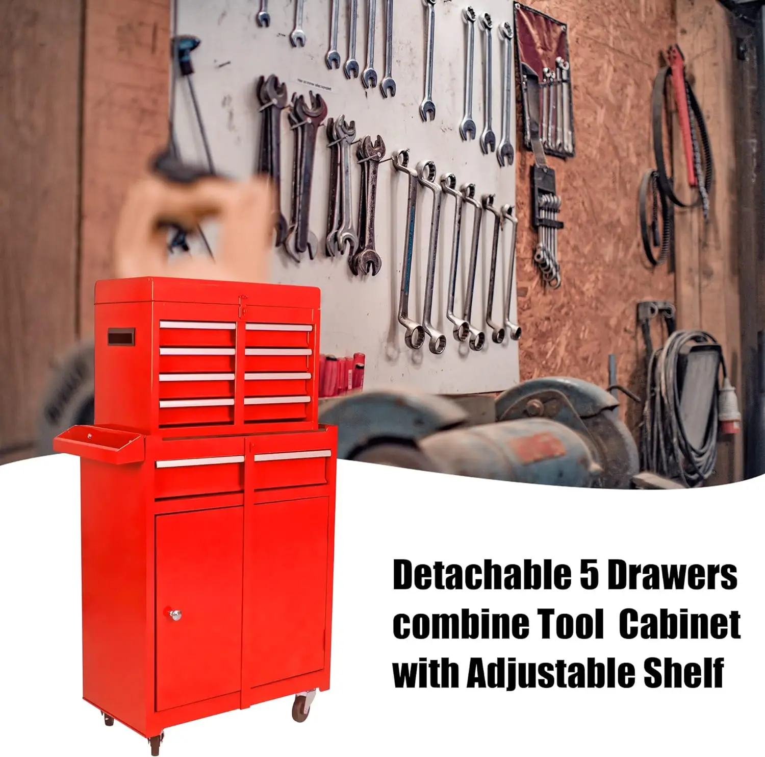 Tool Case with 5 Drawers Rolling Tool Box with Wheels Heavy Duty Industrial Service Cart Storage Organizer