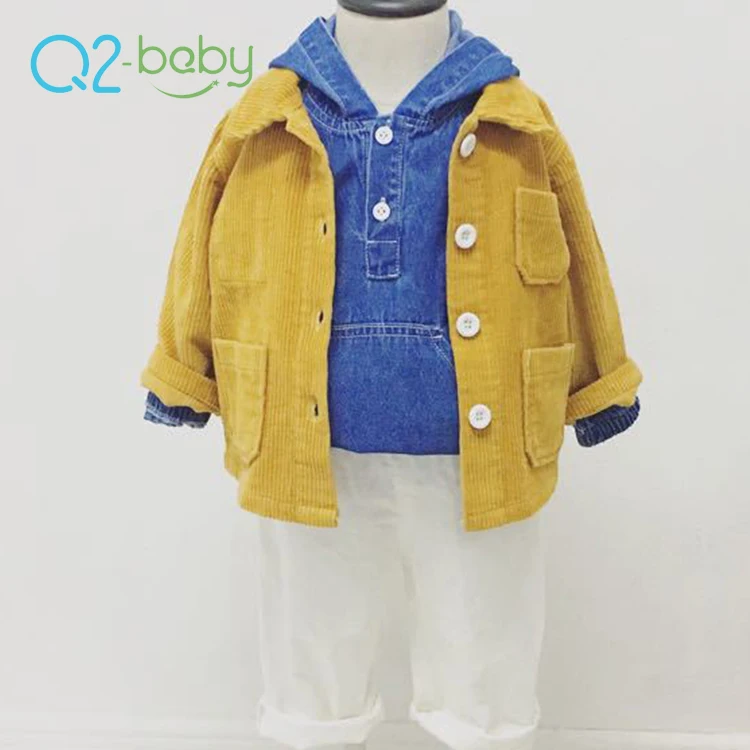 
Q2-baby Korean Version Single Breasted Turn-down Collar Solid Color Boys Girls Jackets Coats 