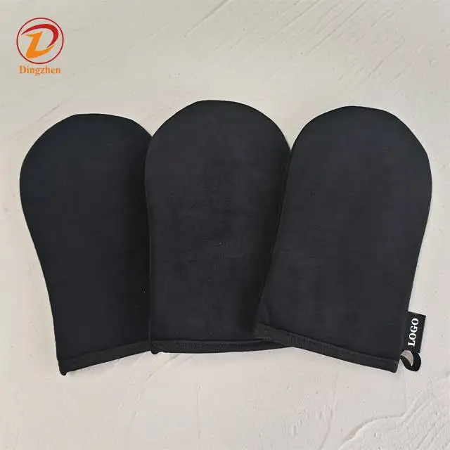 Black Soft Velvet Self Tanning Mitt Washable Self Tanner Applicator Mitt Use with Tanning Lotions Mousse Sprays