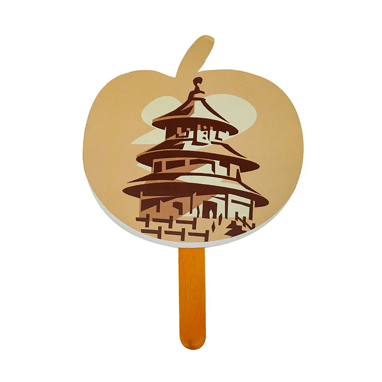 Модные Портативные рекламные сублимационные бумажные ручные вентиляторы с деревянной ручкой