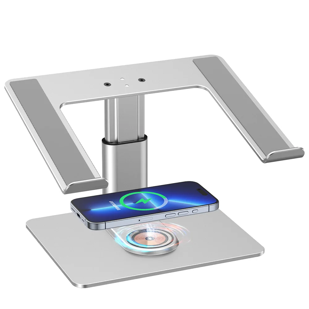 notebook pc bracket support para de desktop dj base metal aluminum laptop stand aluminium adjustable with 15W wireless charger