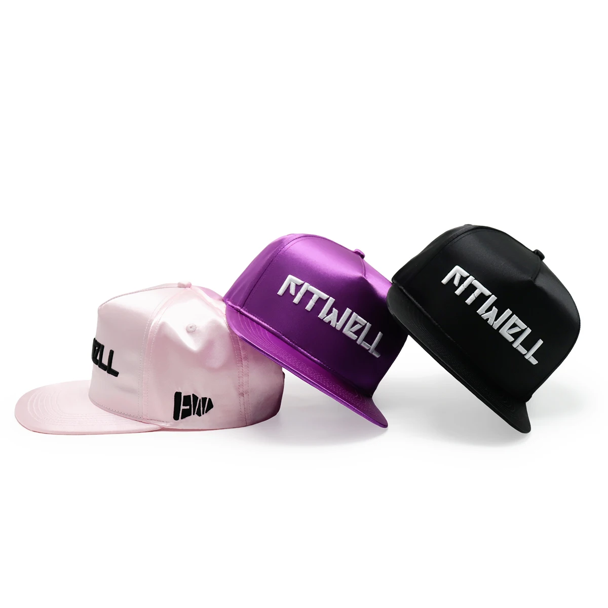 5 panel flat brim bill Personalized retro Mens Caps Black Custom Made Satin Snapback Hats