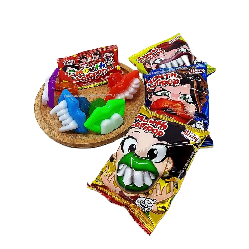 New Type Fruit Flavor Colorful Sweet Mouth Bucktooth Lollipop Candy