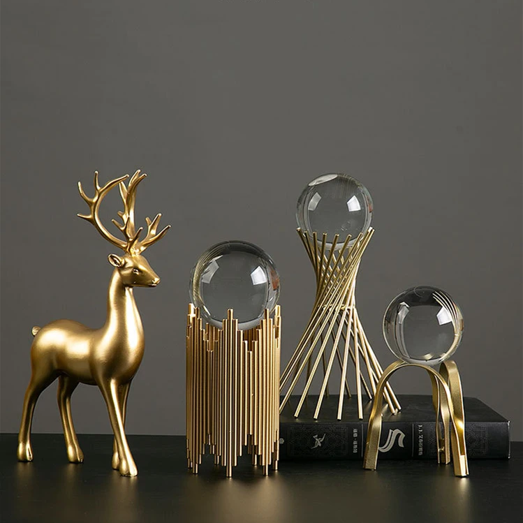 Table decoration 3d gate garden metal art ornaments christmas crafts with glass ball