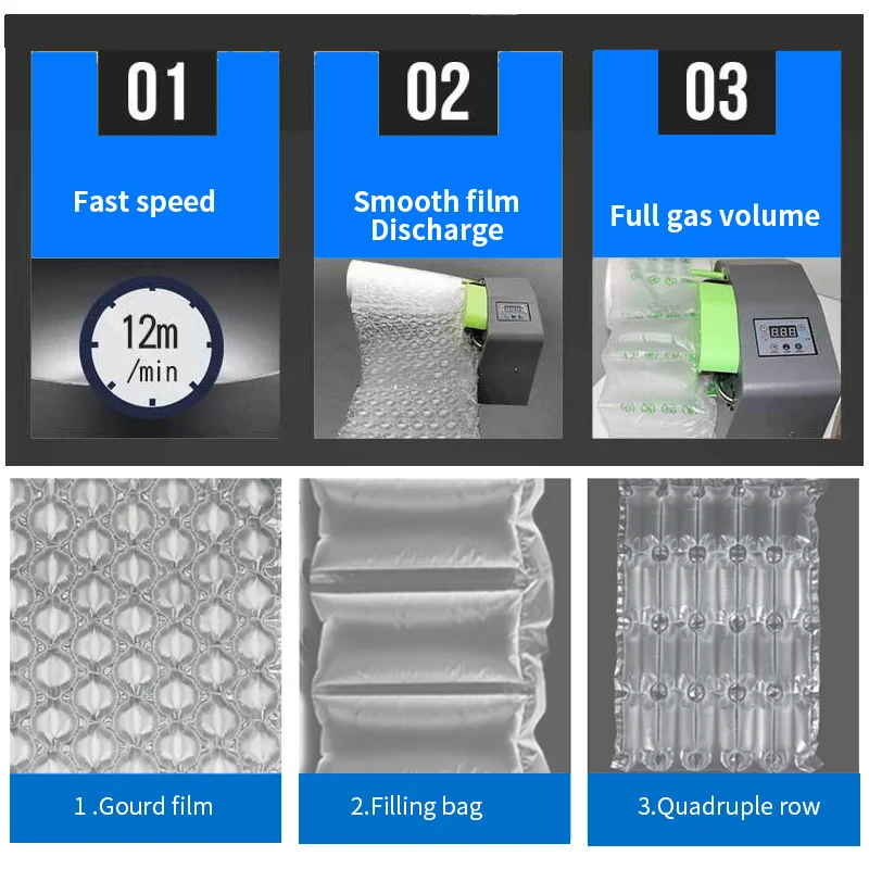 110V/220V Air Cushion Machine Packaging Bubble Wrap Air Cushion Bubble Film Packing Machine