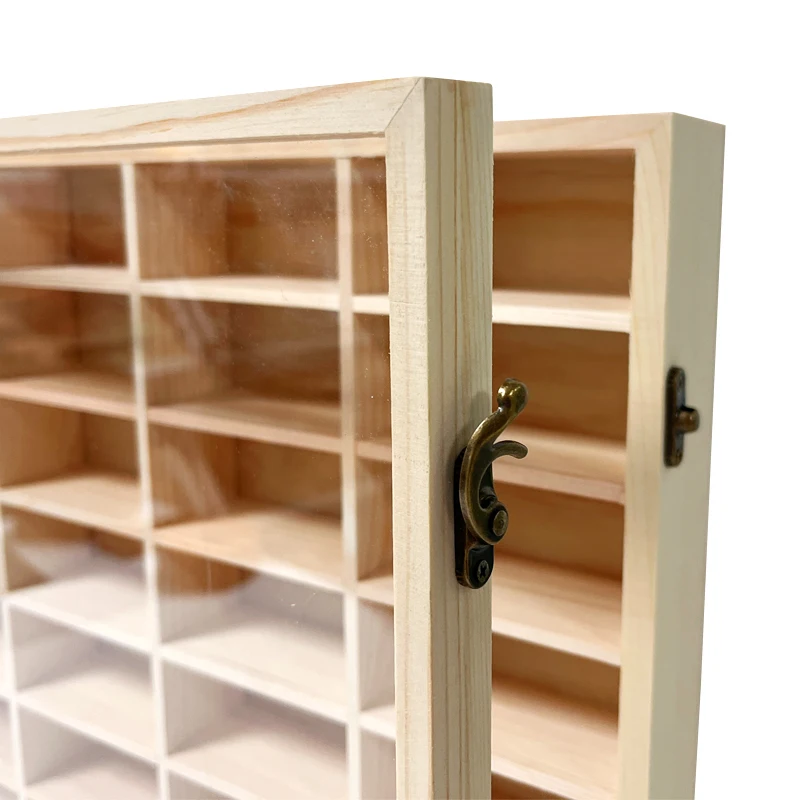 customized bamboo wooden children toy display cabinet acrylic window toys organizer storage kids storage toy car shelf