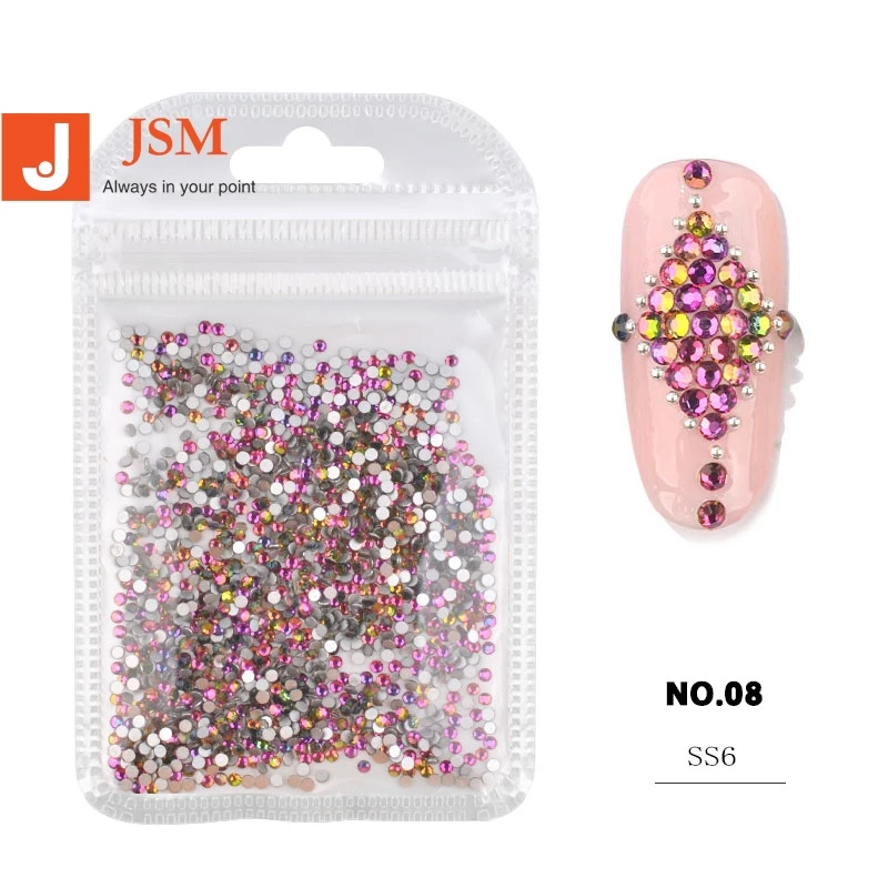 Стразы для ногтей Beautypapa 1440 шт. SS6 30 цветов, стеклянные камни без горячей фиксации, очаровательные стразы, украшения для маникюра