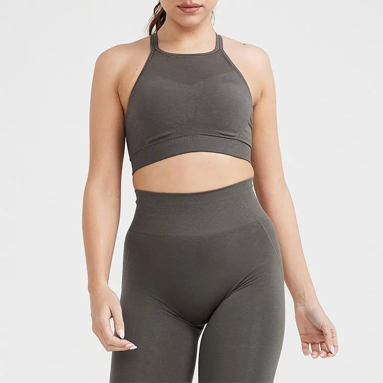 Women Leggings Sports Fitness Top Push Up Tracksuits Green Sports Bra Gym Pants Outfits