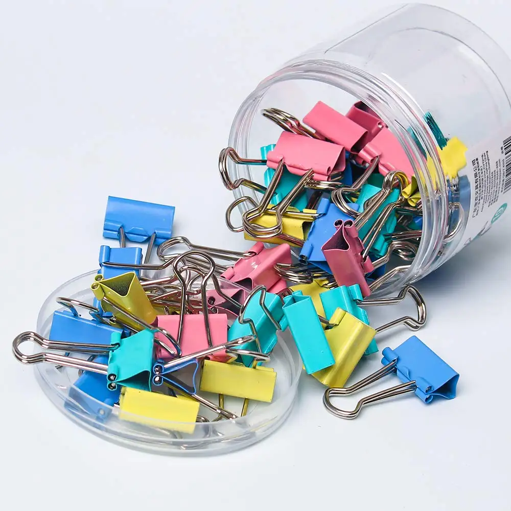 Hot selling binder clips with black, green, yellow, pink, blue color for office use