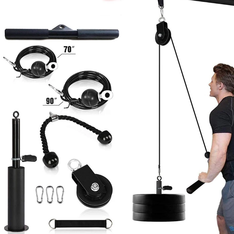 Harbour Gym System Triceps Rope LAT Pull Down Bar Weight Cable Pulley Triceps Trainer