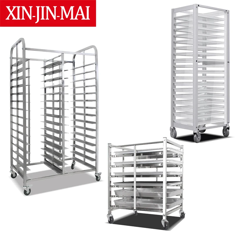 9/15/18-Tier Aluminum Used Kitchen Food Baking Bun Bread Pan Tray Rack  And Trolley