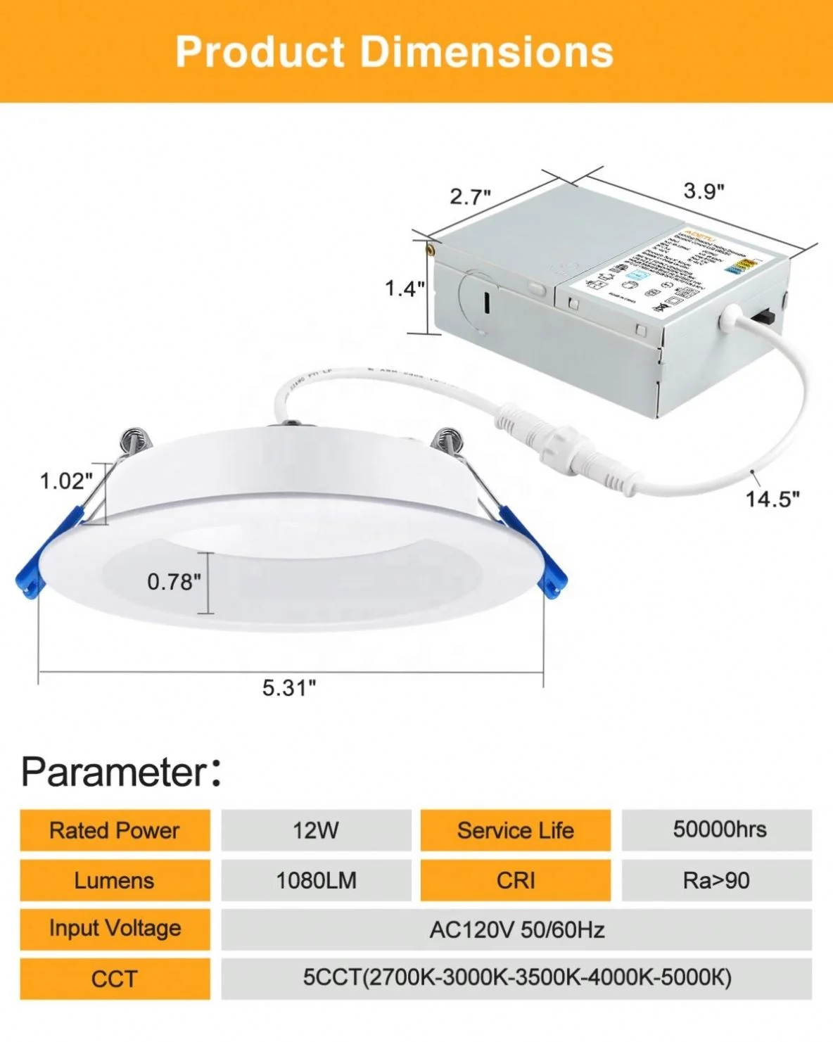 Etl Cct Tunable 360deg Rotation 9w Recessed Regressed Downlight Dimmable Cct Adjust Led Downlights