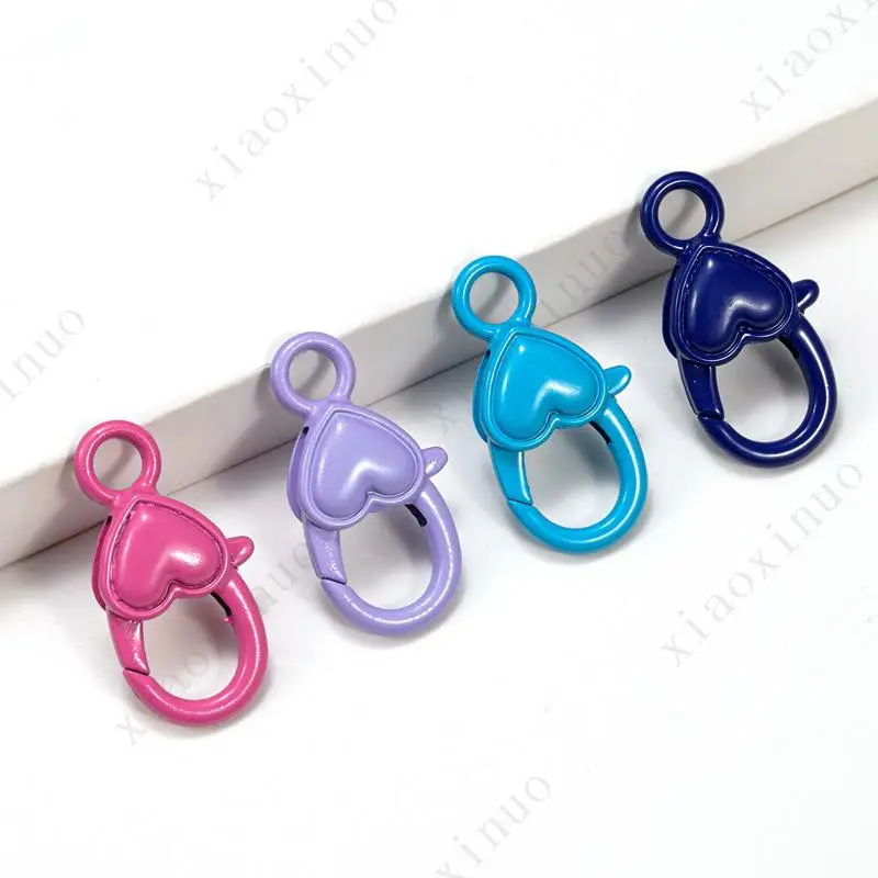 2024 new products DIY Jewelry Accessories Wholesale Peach Heart Lobster Buckle Zinc Alloy Colorful Heart Hanger Buckle Wholesale