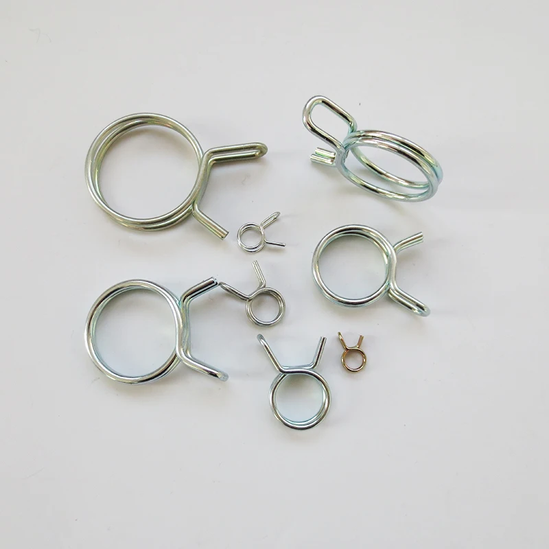 Silver Tone Double Wire Spring Hose Clamp 10mm(ID) Double Wire Fuel Line Silicone Hose Tube Spring Clips