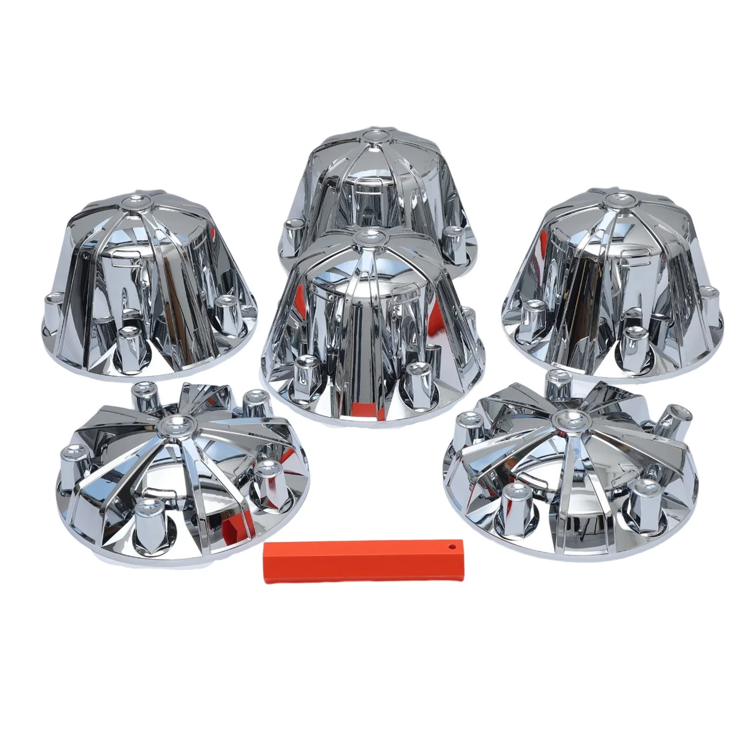 Ninetin Truxpro Flag Chrome ABS Hubcaps Complete Axle Covers Kit with 30 Pieces 33mm Thread On Lug Nut Covers for Semi Trucks