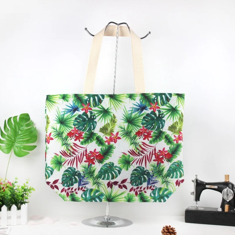 factory direct sale pattern printing cotton fabric big capacity custom cotton canvas tote bag colorful shopping handle bag