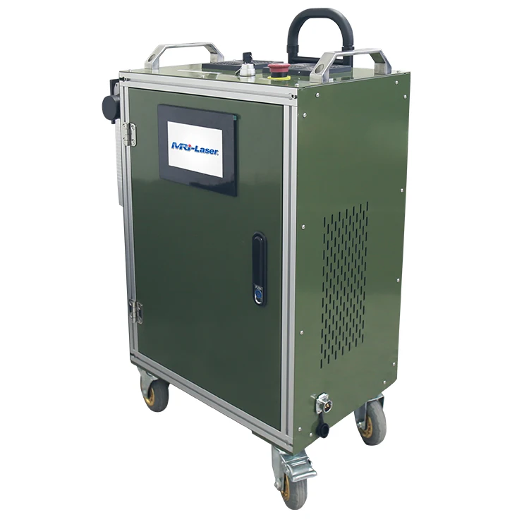 MRJ-Laser 200W suitcase type pulse laser cleaning machine for oil stains cleaning.