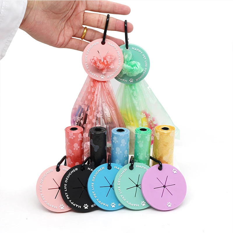 New Portable Pet Dog poop loop bag biodegradable custom logo silicone Pet dog cat poop poop bags holder