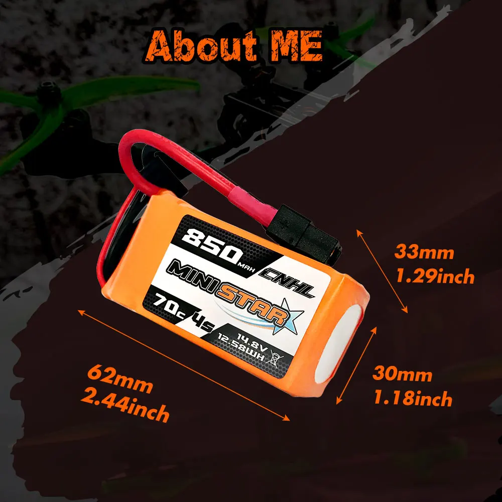 CNHL ministar 850mah 14.8v 4s 70c lipo battery with xt60 plug  For FPV Drone Helicopter