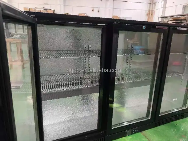 3 Sliding Glass Door Black Stainless Steel  Beverage Display Refrigerator Back Bar Beer Cooler