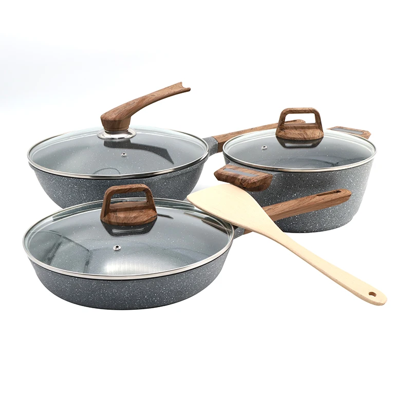 kitchen ware cooking pot 7pcs aluminum nonstick Cookware Sets with glass lid