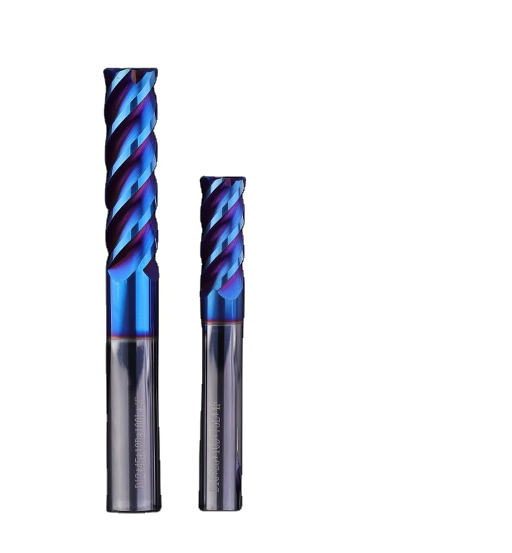 HRC65 End mill Ti coating blue color 2 flute 3 flute 4 flute ball nose aluminium processing tungsten carbide end mill