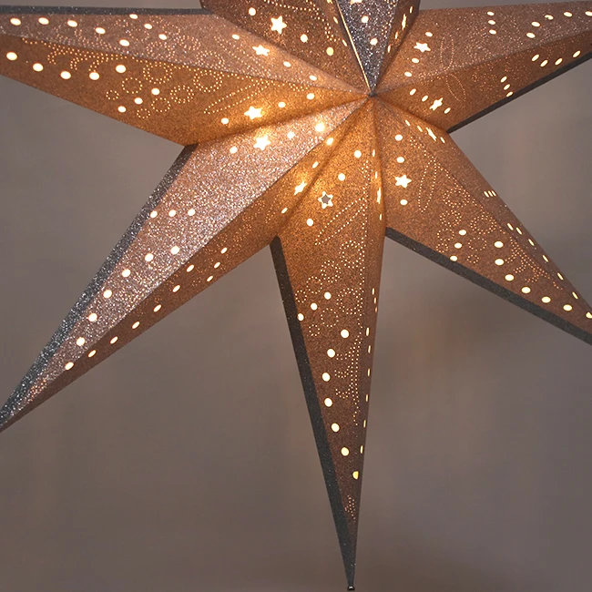 
SY Holiday Decoration Foldable Electric Grey Paper Star Lantern Hanging Light 