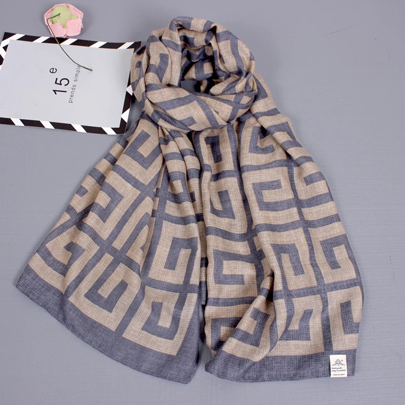 Spring and autumn cotton widened silk custom print  women scarf