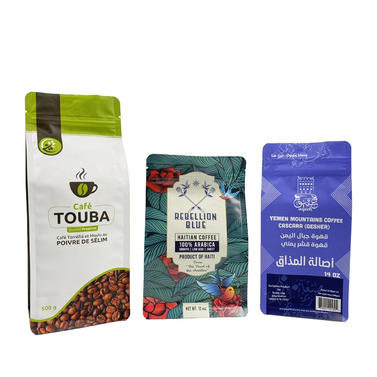 Bolsas para cafe flat bottom 8 side sealing small 5kg aluminum foil coffee bags