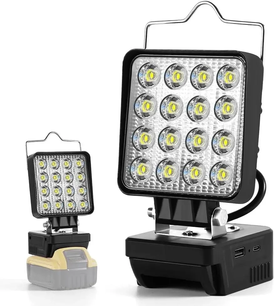 Portable Led Work Light for Dewalt for Milwaukee 34w Cordless Work Lights for 18v 20v Battery,Work light with USB & Type C