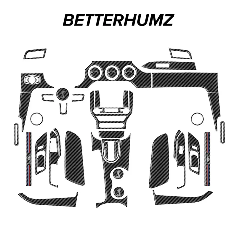 BETTERHUMZ For Ford Mustang 2015-2022 Car Center Console Gear Shift Frame Panel Decal Stickers Carbon Fiber Interior Trim Strips