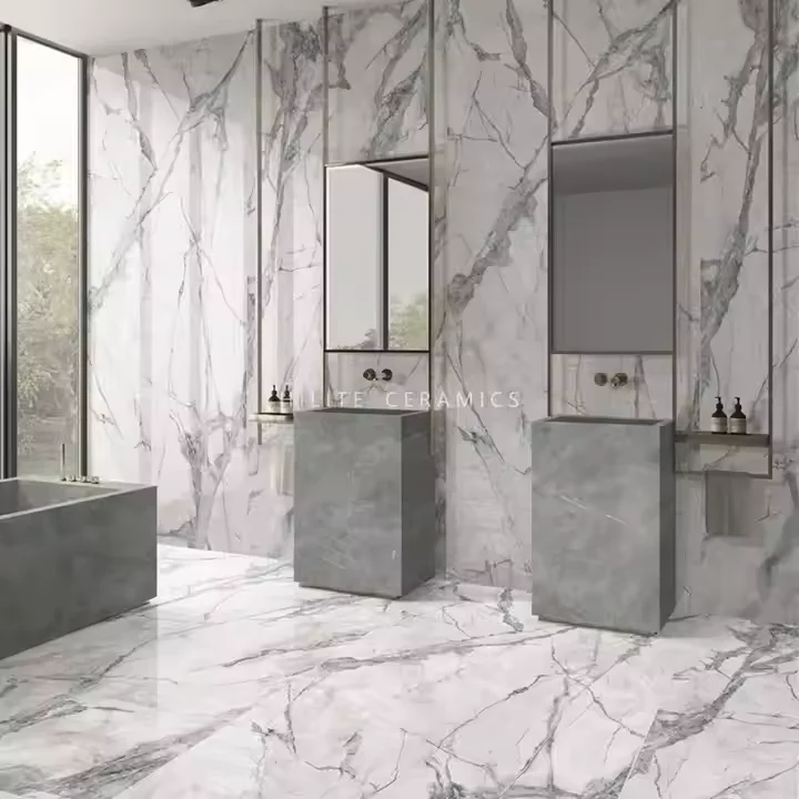 HILITE Foshan Sintered Stone Big Slab Wall Tiles Large Size Ceramics Book Match Marble Polished Glazed Porcelain Wall Tile