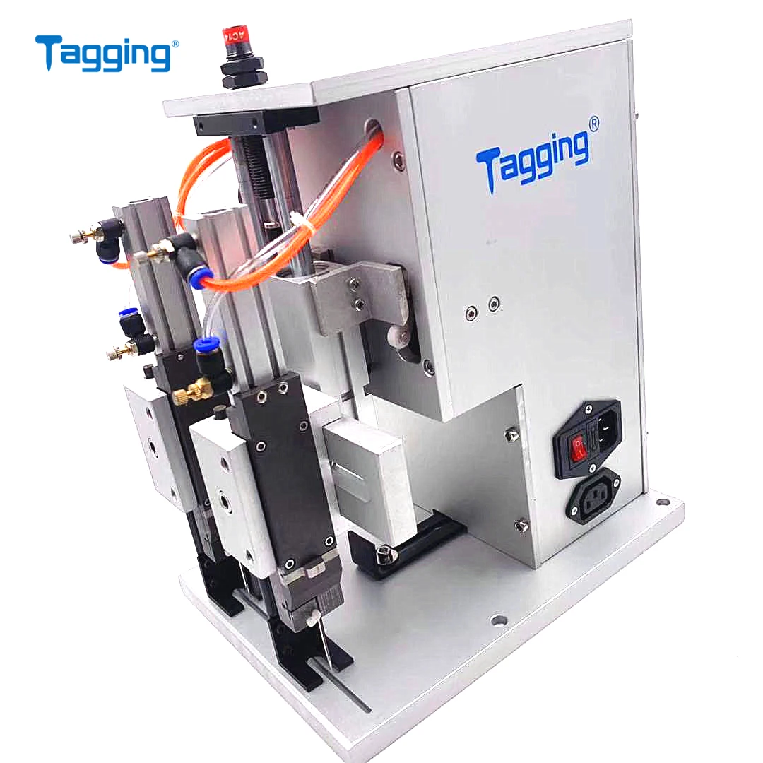 Double-needles pneumatic automated portable tagging machine for garments label gloves towels glove