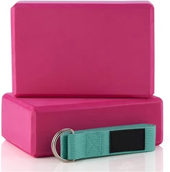 Блок для йоги, 2 шт., набор блоков с эластичным ремешком, влагостойкий, Высокоплотный пенопластовый блок из ЭВА, улучшает баланс и гибкость