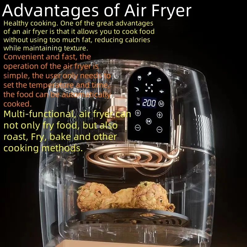 Wholesale Intellint Electric Air Fryer Oven Stainless Steel Multi-Function Low Oil & Low Fat Lar Volume for Household Use