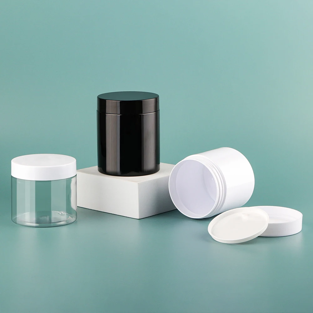 Big Mouth 89mm 100 grams 4oz 120g 200 ml plastic jar 400 ml white black clear cosmetic cream jars 8 ounce plastic jars with lids
