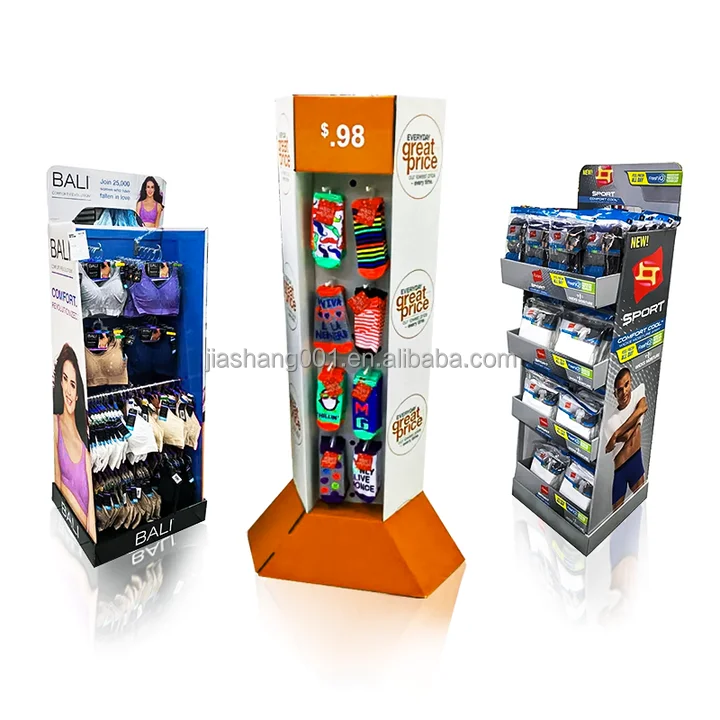 Four Shelves Cardboard Exhibition Stands for Underwear, POS Material Display Stand
