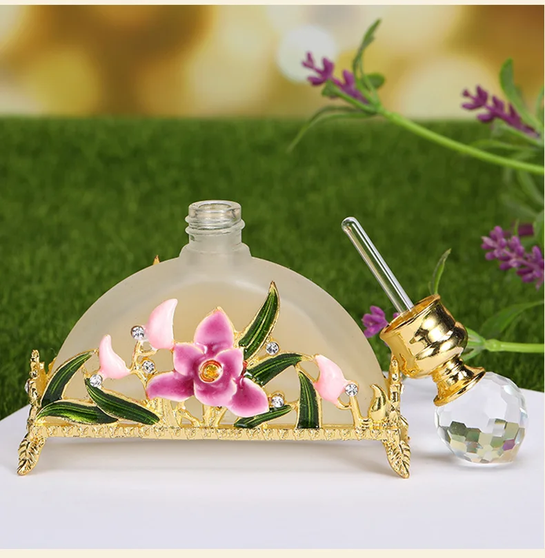 Dubai Oil In Separate Car Perfum Bottl Spot Luxury Perfume Bottle Orchid Semicircular Enamel Oil Perfume Bottle 100ml
