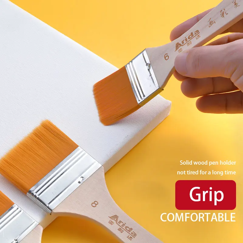 High Quality Nylon Paint Brush Different Size Wooden Handle Watercolor Brushes For Acrylic Oil Painting School Art Supplies