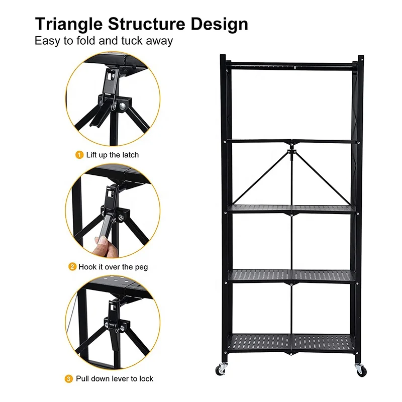 3/4 /5 Layer Home Storage Removable Metal Durable Folding Shelf Lightweight Display Kitchen Storage Rack Folding Rack