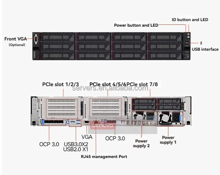 Оптовая продажа Thinksystem Sr660 V2 серебристая 4310 12 ядер 2 1 Г горячая замена Ecc Truddr4 оперативная память 2U стойка для Gpu-сервера