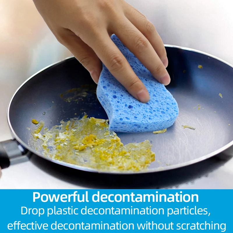 Kitchen Household Wood Pulp Cellulose Printed Non-woven Fabric Scrub Dots Delicate Duty Non-scratch Sponge