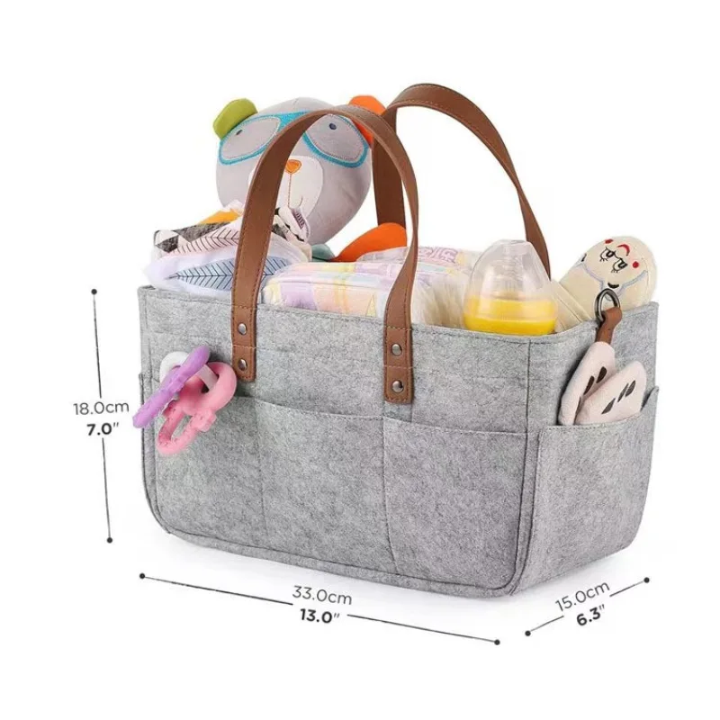 Newest Foldable Outdoor Handbag Felt Diaper caddy tote With the handle Cloth Bag detachable multifunction custom baby storage
