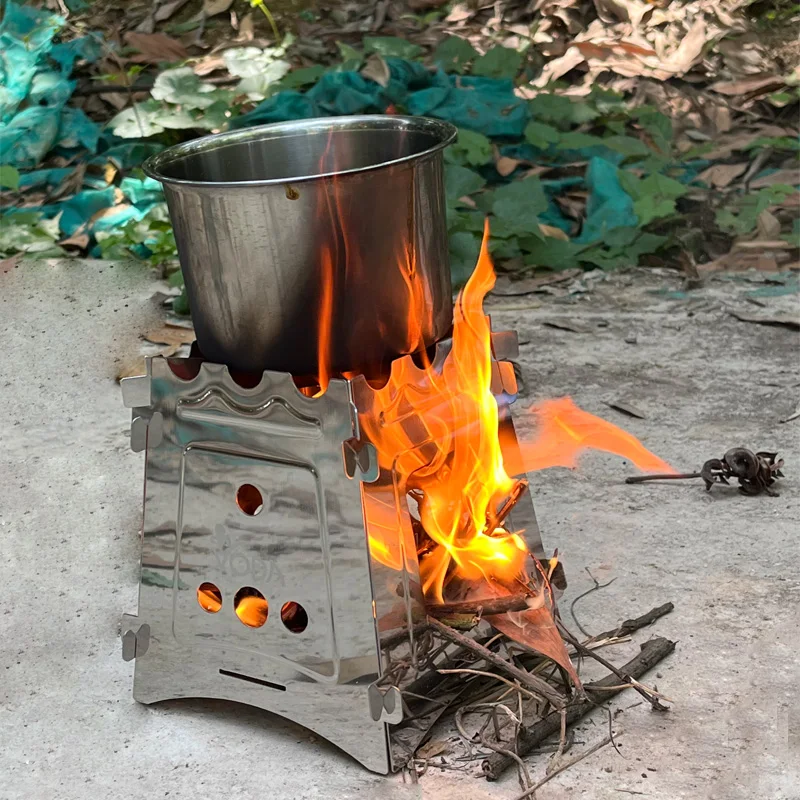 Outdoor Mini Stove Survival Tactical Camping Stove Portable Stainless Steel Folding Camping Stove