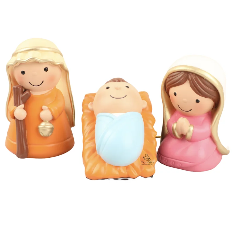 Factory wholesale catholic religious statues christian polyresin nativity sets joseph mary baby 10.5cm Holy Family Nativity