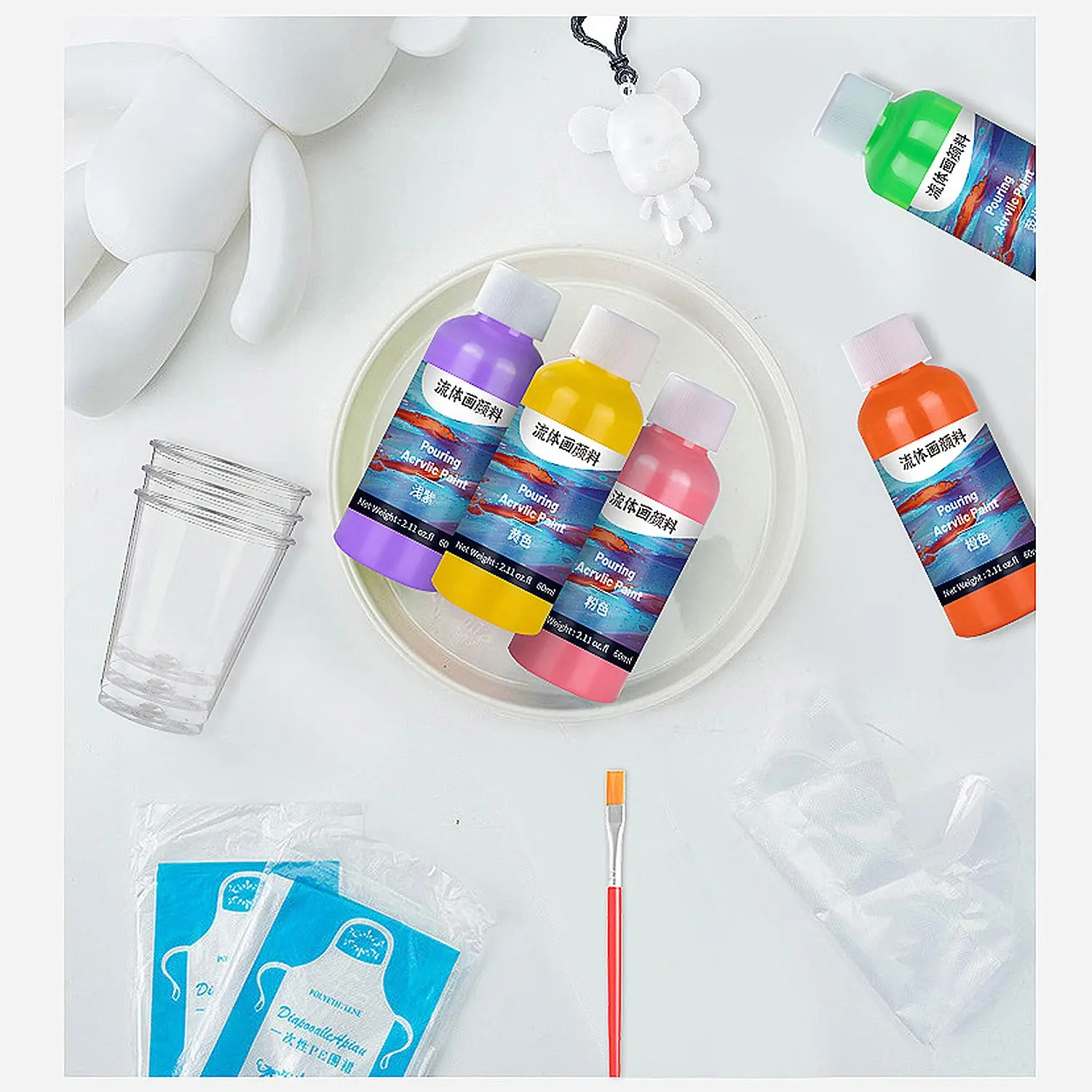 Wholesale Acrylic pouring paint set with acrylic paint bear and tools